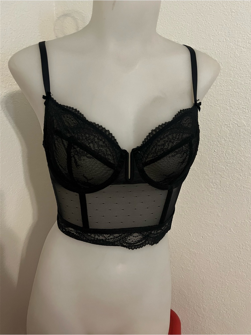 Auden Black Lace Longline Bralette Bustier - size small Women